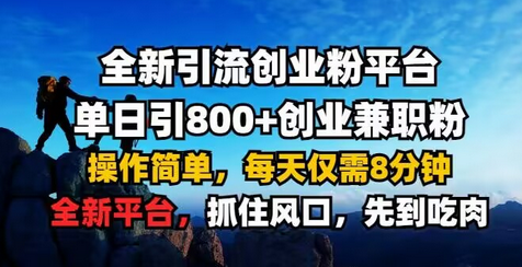 全新引流创业粉平台 单日引800+，创业兼职粉，操作简单，每天仅需8分钟-SSOKS网创项目-分享创业资讯_最新网络项目资源