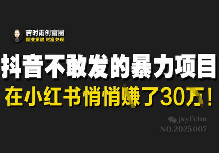 抖音不敢发的暴利项目，在小红书悄悄挣了30W-SSOKS网创项目-分享创业资讯_最新网络项目资源
