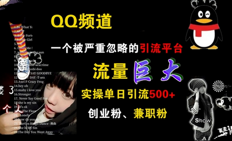 QQ频道，一个被严重忽略的引流平台，流量巨大 实操单日引流500+创业粉兼职粉-SSOKS网创项目-分享创业资讯_最新网络项目资源