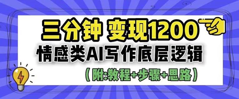 情感类AI写作底层逻辑，3分钟掌握变现技巧（附：详细教程及步骤+独家资料）【揭秘】-SSOKS网创项目-分享创业资讯_最新网络项目资源