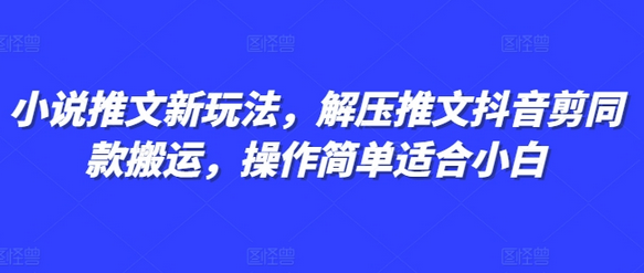小说推文新玩法，解压推文抖音剪同款搬运，操作简单适合小白-SSOKS网创项目-分享创业资讯_最新网络项目资源