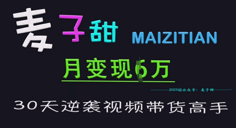 麦子甜30天逆袭视频带货高手，单月变现6W加特训营-SSOKS网创项目-分享创业资讯_最新网络项目资源