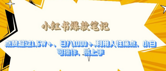 利用人性的痛点，打造爆款笔记，获得点赞超过1.5W+，日入1k-SSOKS网创项目-分享创业资讯_最新网络项目资源