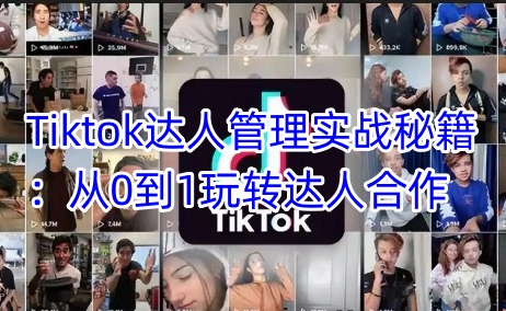 Tiktok达人管理实战秘籍：从0到1玩转达人合作-SSOKS网创项目-分享创业资讯_最新网络项目资源