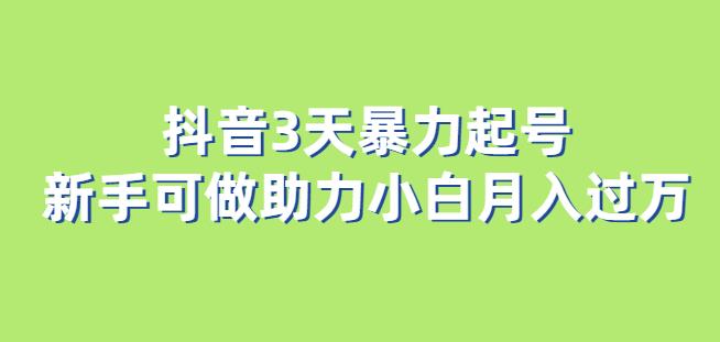抖音3天暴力起号新手可做助力小白月入过万【揭秘】-SSOKS网创项目-分享创业资讯_最新网络项目资源