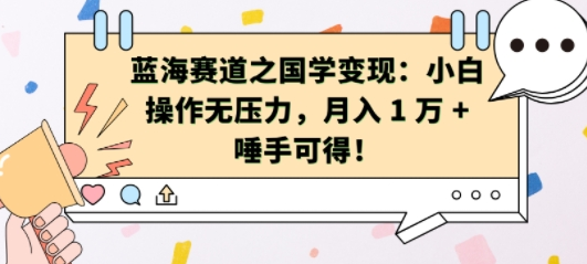 蓝海赛道之国学变现：小白操作无压力，月入 1 W + 唾手可得-SSOKS网创项目-分享创业资讯_最新网络项目资源