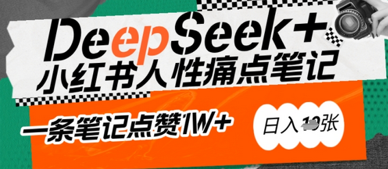 AI赋能小红书爆款秘籍：用DeepSeek轻松抓人性痛点，小白也能写出点赞破万的吸金笔记，日入多张-SSOKS网创项目-分享创业资讯_最新网络项目资源