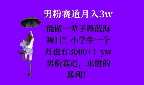 能做一辈子的蓝海项目？小学生一个月也有3000+，yw男粉赛道，永恒的暴利-SSOKS网创项目-分享创业资讯_最新网络项目资源
