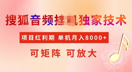 全网首发搜狐音频挂JI独家技术，项目红利期，可矩阵可放大，稳定月入8k-SSOKS网创项目-分享创业资讯_最新网络项目资源