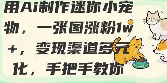 用AI制作迷你小宠物，一张图涨粉1w+，变现渠道多元化，手把手教你 2025-03-18 分类：VIP教程 / 短视频 / 网赚项目 评论(0)-SSOKS网创项目-分享创业资讯_最新网络项目资源