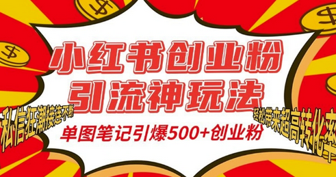 小红书创业粉引流神玩法，单图笔记引爆500+精准创业粉丝，私信狂潮接连不断-SSOKS网创项目-分享创业资讯_最新网络项目资源