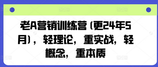 老A营销训练营(更25年1月)，轻理论，重实战，轻概念，重本质-SSOKS网创项目-分享创业资讯_最新网络项目资源
