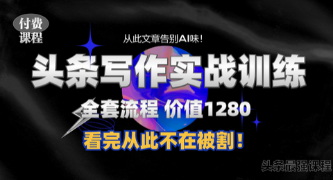 11月最新头条1280付费课程，手把手教你日入300+ 教你写一篇没有“AI味的文章”，附赠独家指令-SSOKS网创项目-分享创业资讯_最新网络项目资源