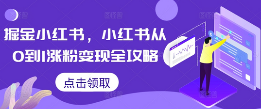 掘金小红书，小红书从0到1涨粉变现全攻略-SSOKS网创项目-分享创业资讯_最新网络项目资源
