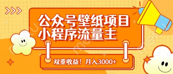 公众号壁纸项目，小程序流量主双收益，月入3000+-SSOKS网创项目-分享创业资讯_最新网络项目资源