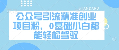 公众号引流精准创业项目粉，0基础小白都能轻松驾驭-SSOKS网创项目-分享创业资讯_最新网络项目资源