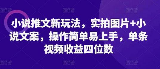小说推文新玩法，实拍图片+小说文案，操作简单易上手，单条视频收益四位数-SSOKS网创项目-分享创业资讯_最新网络项目资源