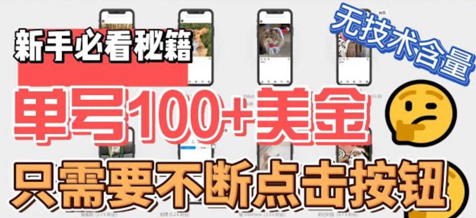 最新无脑只需不断点击按钮，单号100美金暴利项目，可批量操作【揭秘】-SSOKS网创项目-分享创业资讯_最新网络项目资源