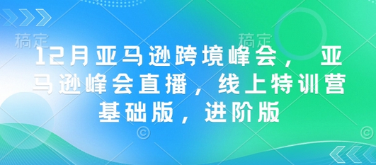 12月亚马逊跨境峰会， 亚马逊峰会直播，线上特训营基础版，进阶版-SSOKS网创项目-分享创业资讯_最新网络项目资源
