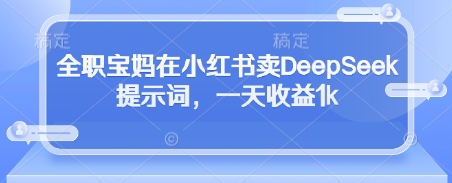 全职宝妈在小红书卖DeepSeek提示词，一天收益1k-SSOKS网创项目-分享创业资讯_最新网络项目资源