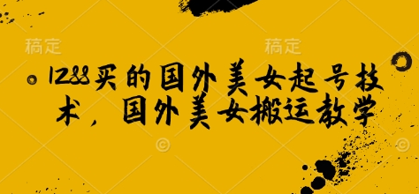 1288买的国外美女起号技术，国外美女搬运教学-SSOKS网创项目-分享创业资讯_最新网络项目资源