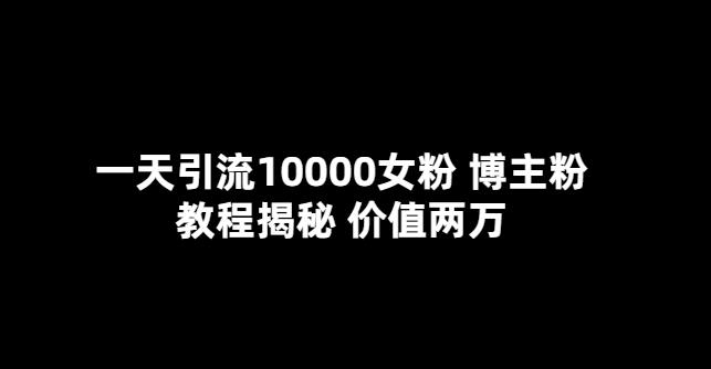 一天引流10000女粉，博主粉教程揭秘（价值两万）-SSOKS网创项目-分享创业资讯_最新网络项目资源