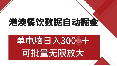 港澳餐饮数据全自动掘金，单电脑日入多张, 可矩阵批量无限操作-SSOKS网创项目-分享创业资讯_最新网络项目资源