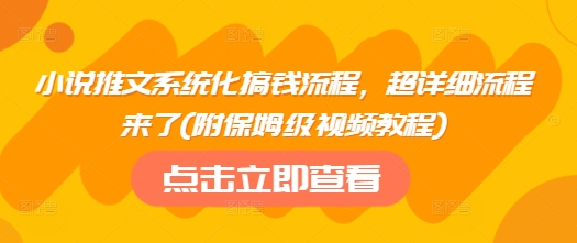 小说推文系统化搞钱流程，超详细流程来了(附保姆级视频教程)-SSOKS网创项目-分享创业资讯_最新网络项目资源