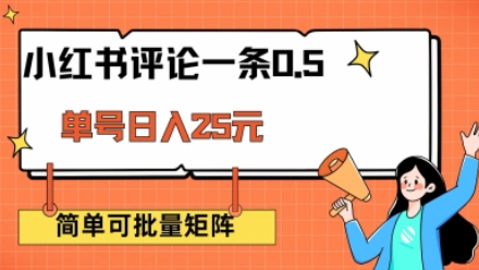小红书评论一条0.5元 单账号一天可得25元 可矩阵操作 简单无脑靠谱-SSOKS网创项目-分享创业资讯_最新网络项目资源
