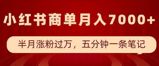 小红书商单最新玩法，半个月涨粉过万，五分钟一条笔记，月入7000+ 2025-01-11 分类：VIP教程 / 短视频 / 网赚项目 评论(0)-SSOKS网创项目-分享创业资讯_最新网络项目资源