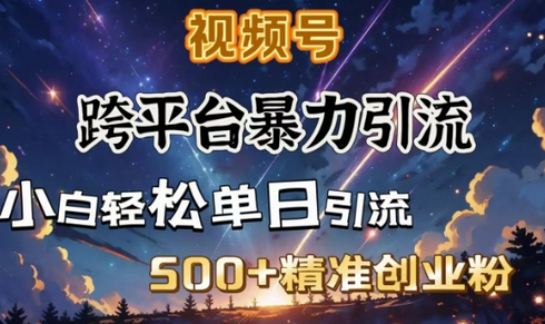 跨平台暴力引流，私域完美闭环，日引500+精准创业粉 2025-02-14 分类：VIP教程 / 网赚教程 / 网赚项目 评论(0)-SSOKS网创项目-分享创业资讯_最新网络项目资源