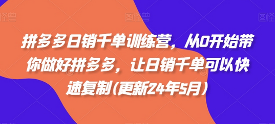 拼多多日销千单训练营，从0开始带你做好拼多多，让日销千单可以快速复制(更新25年2月) 2025-02-28 分类：VIP教程 / 网赚教程 / 网赚项目 评论(0)-SSOKS网创项目-分享创业资讯_最新网络项目资源