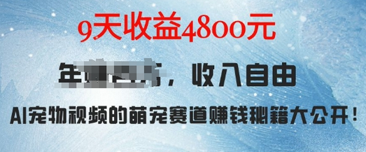 萌宠赛道赚钱秘籍：AI宠物兔视频详细拆解，9天收益4.8k-SSOKS网创项目-分享创业资讯_最新网络项目资源