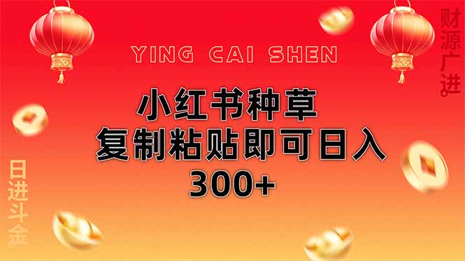（14350期）小红书种草无脑操作复制粘贴即可日入300+-SSOKS网创项目-分享创业资讯_最新网络项目资源
