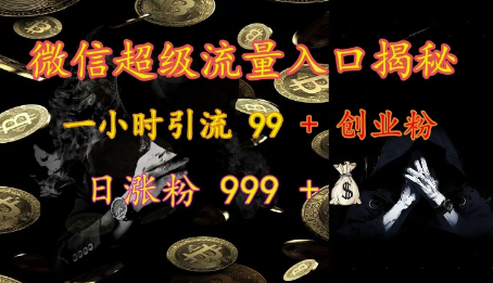 微信超级流量入口揭秘：一小时引流 99 + 创业粉，日涨粉 999 +-SSOKS网创项目-分享创业资讯_最新网络项目资源