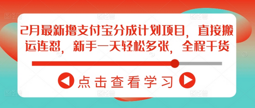 2月最新撸支付宝分成计划项目，直接搬运连怼，新手一天轻松多张，全程干货-SSOKS网创项目-分享创业资讯_最新网络项目资源