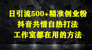 日引流500+精准创业粉，抖音共情自热打法，工作室都在用的方法 2025-05-01 分类：VIP教程 / 网赚教程 / 网赚项目 评论(0)-SSOKS网创项目-分享创业资讯_最新网络项目资源