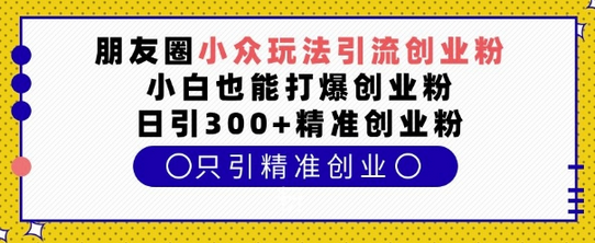 朋友圈小众玩法引流创业粉，小白也能打爆创业粉，日引300+精准创业粉-SSOKS网创项目-分享创业资讯_最新网络项目资源