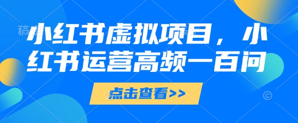 小红书虚拟项目，小红书运营高频一百问【文档】-SSOKS网创项目-分享创业资讯_最新网络项目资源