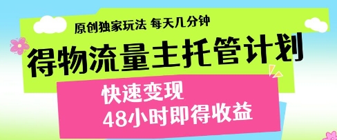 得物流量主托管计划，原创独家玩法，每天几分钟，快速变现，48小时即得收益【揭秘】-SSOKS网创项目-分享创业资讯_最新网络项目资源