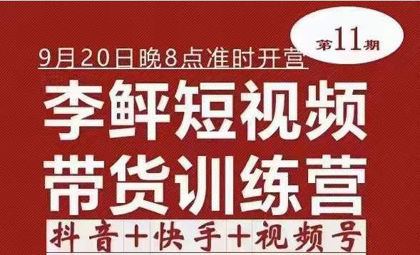 李鲆·短视频带货训练营（第11期），不需要真人出境，零基础副业在家赚钱-SSOKS网创项目-分享创业资讯_最新网络项目资源