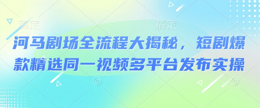 河马剧场全流程大揭秘，短剧爆款精选同一视频多平台发布实操 2025-03-02 分类：VIP教程 / 网赚教程 / 网赚项目 评论(0)-SSOKS网创项目-分享创业资讯_最新网络项目资源