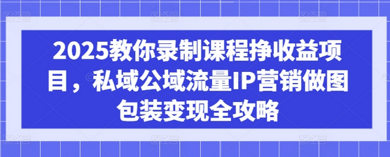 2025教你录制课程挣收益项目，私域公域流量IP营销做图包装变现全攻略-SSOKS网创项目-分享创业资讯_最新网络项目资源