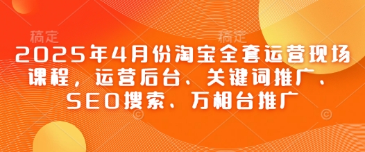2025年4月份淘宝全套运营现场课程，运营后台、关键词推广、SEO搜索、万相台推广-SSOKS网创项目-分享创业资讯_最新网络项目资源