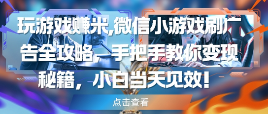 玩游戏挣米，微信小游戏刷广告全攻略，手把手教你变现秘籍，小白当天见效 2025-05-19 分类：VIP教程 / 网赚教程 / 网赚项目 评论(0)-SSOKS网创项目-分享创业资讯_最新网络项目资源