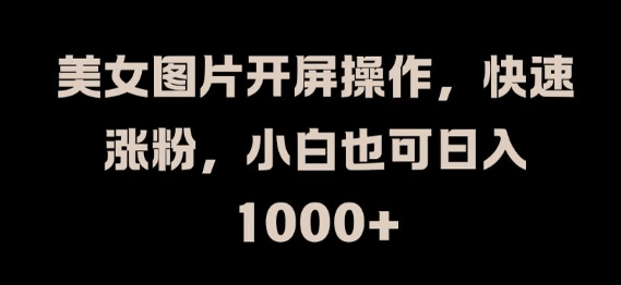 美女图片开屏操作，快速涨粉，小白也可日入1k-SSOKS网创项目-分享创业资讯_最新网络项目资源