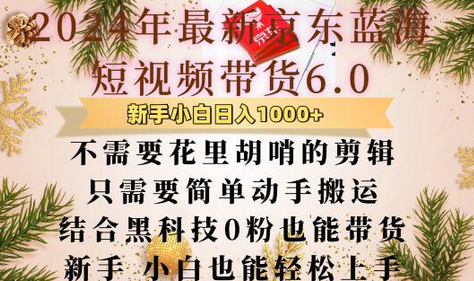 最新京东蓝海短视频带货6.0.不需要花里胡哨的剪辑只需要简单动手搬运结合黑科技0粉也能带货-SSOKS网创项目-分享创业资讯_最新网络项目资源