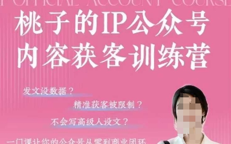桃子IP公众号内容获客训练营(第3期)，一门让你公众号从0到商业闭环的课程-SSOKS网创项目-分享创业资讯_最新网络项目资源