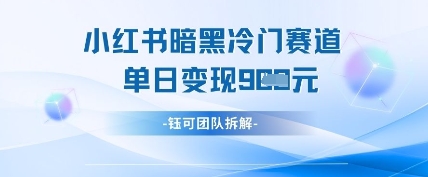 小红书冷门”暗黑”赛道，单日收益多张-SSOKS网创项目-分享创业资讯_最新网络项目资源