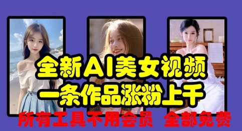 全新AI美女视频，一条作品涨粉上千，所有工具不用会员，全部免费-SSOKS网创项目-分享创业资讯_最新网络项目资源